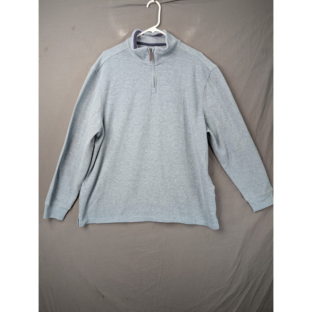 Club Room Mens XXL Blue Quarter Zip Pullover Sweater Cotton Blend 5677